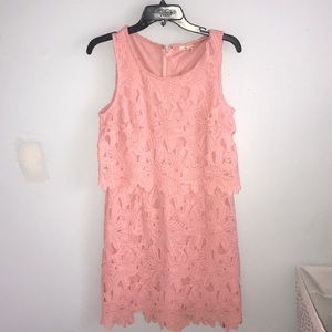 Floral pattern pink shift dress